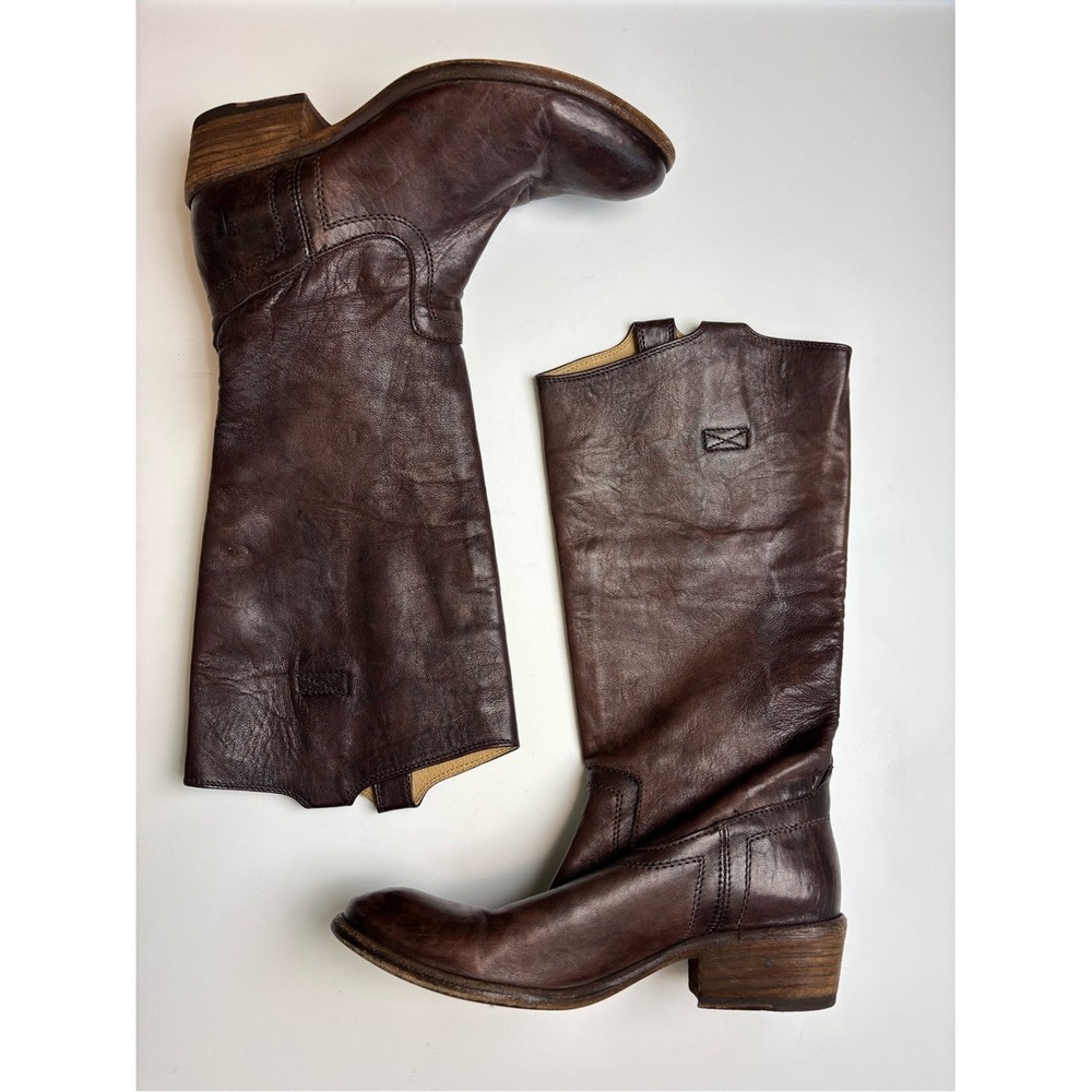 FRYE Carson Tab 77207 Tall Brown Leather Boots Women's 7.5 B